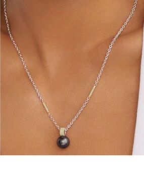 LAGOS NWT Tahitian black pearl necklace sterling silver & 18K gold